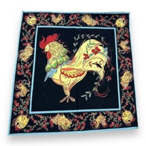 1 Vtg April Cornell For Danica Black Mutli Rooster Napkin Cotton Country French - £15.39 GBP