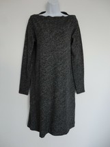 Nwt Eileen Fisher Charcoal Wool Cotton Bias Twisted Bateau Neck K/L L/S Dress S - £104.66 GBP