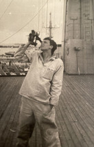 1960’s BW Real Photo Russian USSR Sailor Using A Transit On Ship - £13.56 GBP