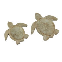 Set of 2 Hand Carved Wooden Sea Turtle Decorative Bowl 8 and 10 Inch - £23.70 GBP