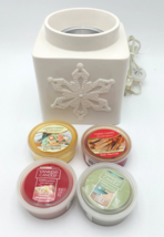 Yankee Candle Holiday Scenterpiece Easy MeltCup Warmer White Snowflake w/4 Melts - £22.99 GBP