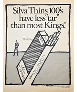 SILVA THINS 100&#39;S - KINGS Menthol too-Less Tar-1971 Vintage Print Ad - $16.20 CAD