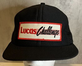 VTG Lucas Challenge Black Mesh Trucker Style Snapback Hat Made in USA - £14.41 GBP