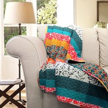 Lush Decor Boho Reversible Throw Colorful Striped Pattern Bohemian Blanket, 60” - £29.22 GBP