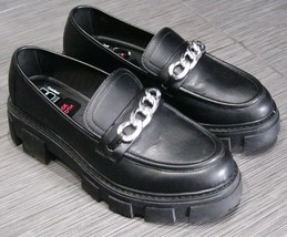 No Boundaries  NOBO Women&#39;s Shoes Black Lug Loafers Size WIDE Width Size 10W  VG - £15.72 GBP