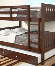 Max Full Size Cappuccino Bunk Bed with Trundle - £665.63 GBP