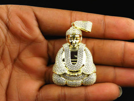 1Ct Round Simulated Diamond Buddha Mens Pendant925 Silver Gold Plated  - £110.15 GBP