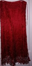 Silken Poetry M Skirt Only RED 100% Silk Lace Applique Vintage 90&#39;s - $27.76
