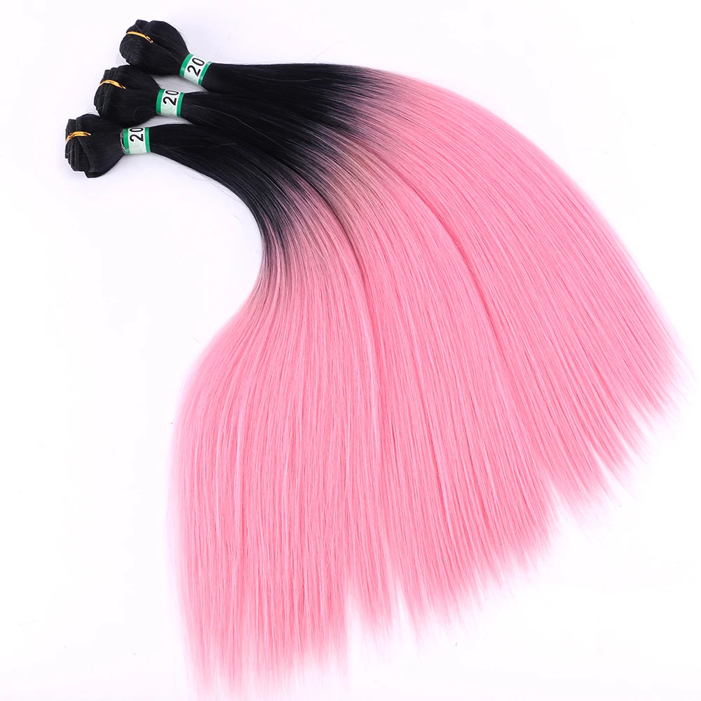 16-24 inch 100gram/pcs Straight Hair Extension Black to light pink Ombre - £10.47 GBP+