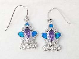 Frog Earrings Dangle Modern Purple Turquoise Color Vintage - $18.95