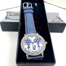 Disney Accutime Red White &amp; Blue Mickey Mouse Watch Denim 4th July 2012 ... - £17.57 GBP