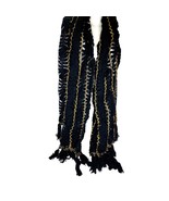 Black Gold Metallic Open Weave Fringe Scarf - $15.83