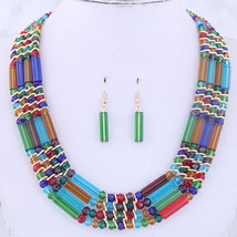 Hoker multi storey chain necklace yellow african nigerian crystal bead handmade jewelry thumb200