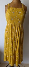 Girls 14-16 Dress Gold  White Floral Maxi Cotton  Ruffle Cottage Core Fa... - £22.00 GBP