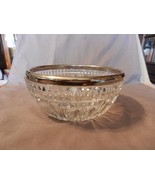 Vintage Glass Bowl with Silverplate Rim Starburst and Ovals Design (M) - £47.18 GBP
