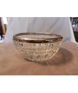 Vintage Glass Bowl with Silverplate Rim Starburst and Ovals Design (M) - £44.81 GBP