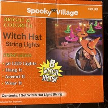 Spooky Village Witch Hat String Lights 56 LED Lights Halloween Battery O... - $274.56 MXN