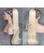 Bleached Blonde Human Hair Blend PONYTAIL Hair piece Drawstring extra lo... - £40.62 GBP