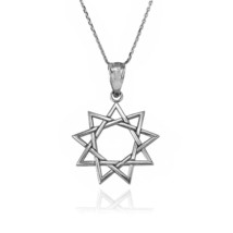 Sterling Silver Baha'i Nine Point Star Pendant Necklace - £20.09 GBP+