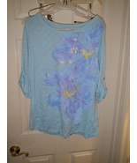 White Stag Blue Floral 3/4 Sleeve Top - €17,48 EUR