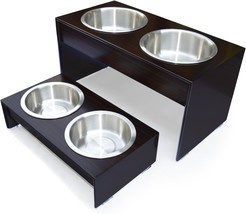 Bamboo Elevated Dog Bowls, Cat Bowls | Raised Feeders W/ Water Resistant Seal (S - $40.99