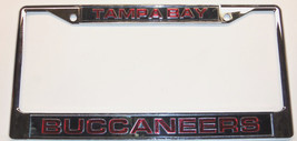 NFL Tampa Bay Buccaneers Red in Pewter Laser Cut Chrome License Plate Frame - $21.99
