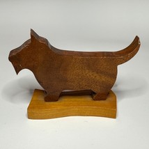 Handmade Wood Terrier Figurine Scottie Dog Sculpture Decor - $221.43 MXN