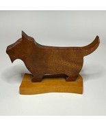 Handmade Wood Terrier Figurine Scottie Dog Sculpture Decor - $221.44 MXN