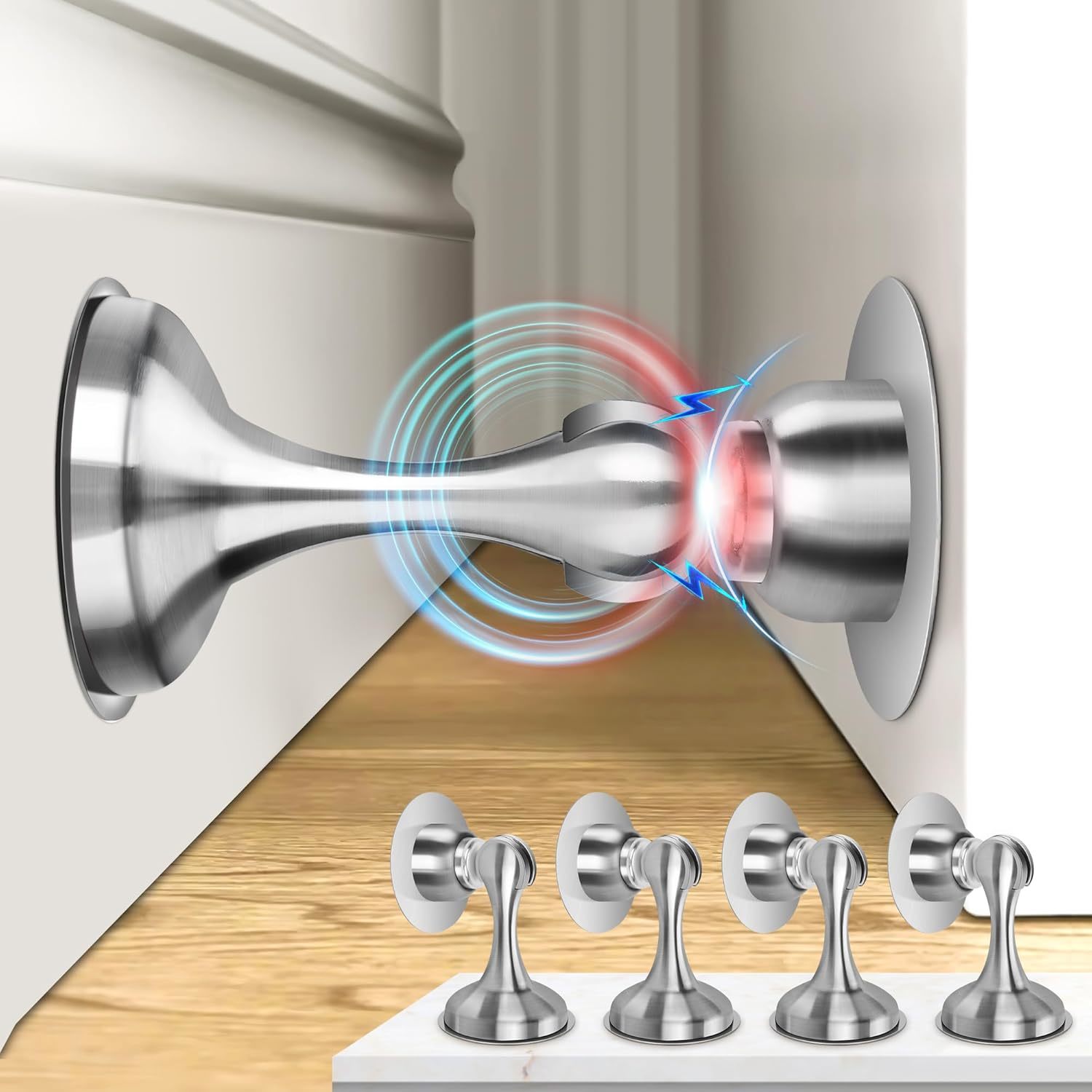 Magnetic Door Stoppers 4 Pack, Stainless Steel Door Stops For Wall And, ... - $37.99