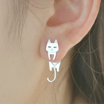 Allergy-free 925 Sterling Silver Stud Earrings For Women Cat Fish Cute Animal Hy - £11.47 GBP