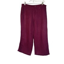 Coldwater Creek Natural Fit Linen Blend Size 4 Maroon Crop Pants Flat Front - £11.09 GBP