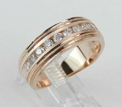 14K Rosa Placcato Oro 2.Ct da Uomo Rotondo Diamanti Finti Matrimonio Anello - £87.72 GBP