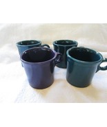 Four Fiesta ring handle mugs, 3 dark green 1 purple, HLC - $30.00