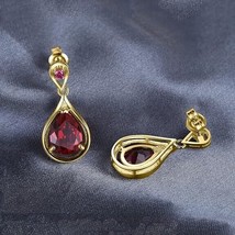 4.80Ct Pear Lab-Created Red Ruby Infinite Dangle Earrings 14K Yellow Gold Plated - £102.93 GBP