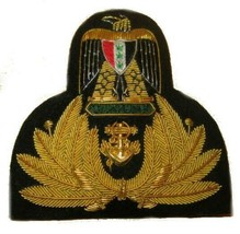 IRAQI NAVY OFFICER HAT CAP BADGE NEW HAND EMBROIDERED FREE SHIP IN USA C... - £18.96 GBP