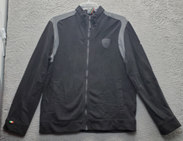 PUMA Ferrari Track Jacket Mens Large Black Fleece Lined Long Sleeve Full... - $29.41