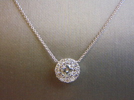 Womens 14K White Gold &amp; Diamond Necklace Pendant 3.5g E1268 - £3,038.26 GBP