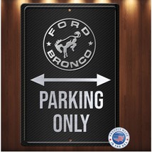 BRONCO Parking only Simulated Black Carbon Fiber Aluminum sign 8&quot; x 12&quot; - £15.76 GBP