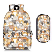 Cute Kitten Cats / Puppy Dogs Print Backpack + Pencil Bag for Teenager Boy Girl  - £36.20 GBP