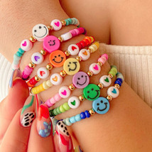 Go2BoHo 7pcs/Set Smiley Face Bracelet Wholesale Colorful Seed Beads Heart Beaded - £12.36 GBP