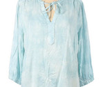 Torrid Womens Shirt 0X Turquoise tie dye Tie Neck Blouse Long Sleeve Flowy - £24.98 GBP