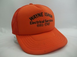 Wayne Isnor Electrical Services Youth Hat 21.5&quot; VTG Orange Snapback Truc... - £9.59 GBP