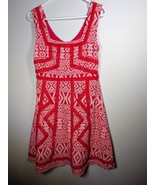 Anthropologie Maeve BOHO TRIBAL CROCHET RED WHITE DRESS SIZE 8 - $33.66
