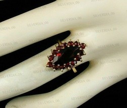 2.90CT Marquise Cut Simulated Garnet Gold Plated 925 Silver Women&#39;s  Ring - £118.32 GBP