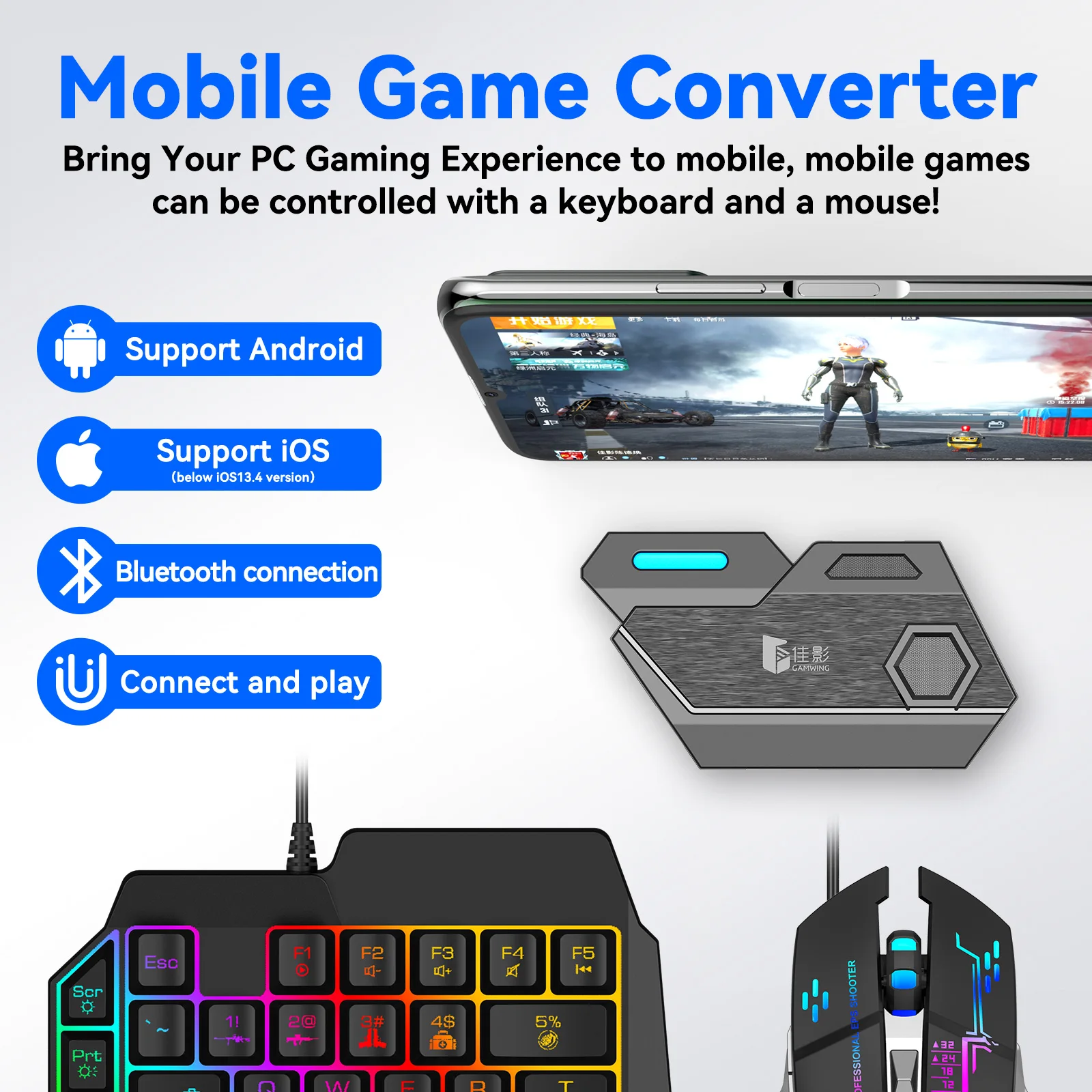 Mix Elite 4 in 1 Mouse Keyboard Converter Combo Pack Game  Accessories Gaming - £17.84 GBP+