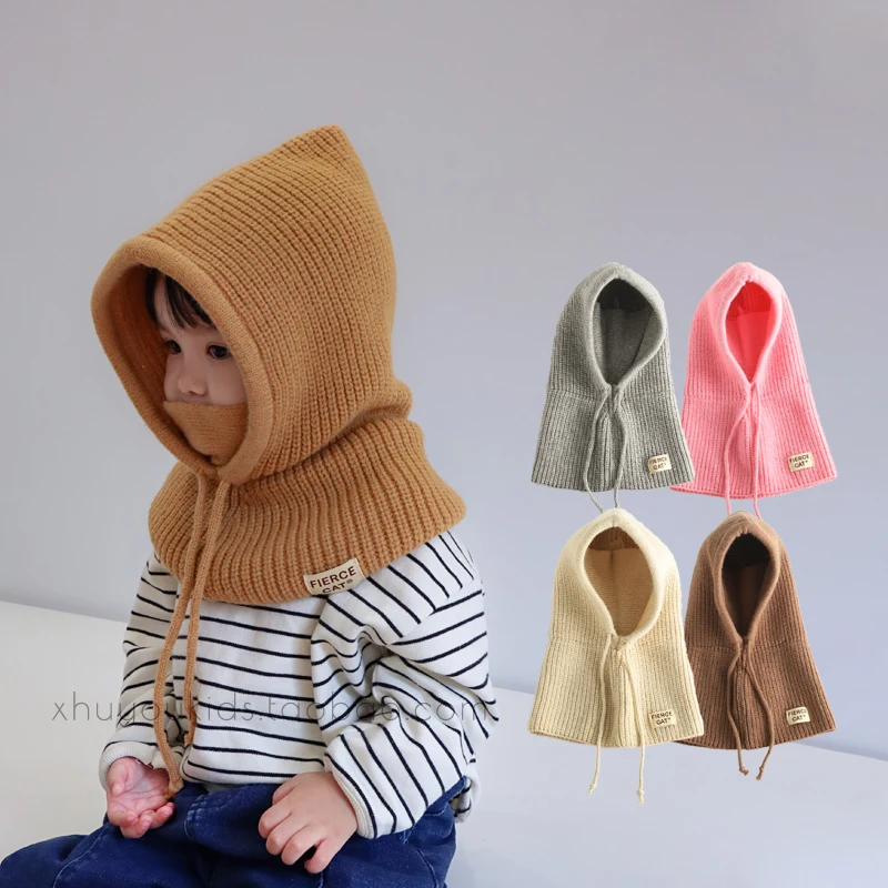 Winter Baby Balaclava Hat Knit Kids Beanie Hat for Baby Girls Boys Hat Scarf - £17.16 GBP+