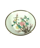 Plate Y.T. Porcelainwares Hand-Painted Botanicals Brass Encased Back Hon... - £28.97 GBP