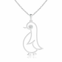 ANGARA Natural Diamond Penguin Pendant Necklace in 14K Gold (HSI2, 0.04 Ctw) - £334.71 GBP