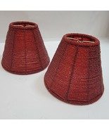 Red Beaded Shades Heavy Clip On Lamp 4&quot; Chandelier 2 VTG Pair Set - $598.68 MXN