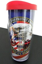 American Heroes Thermos Travel Flask Cup 16oz Police Sheriff EMT Fire Dept USA - £11.41 GBP